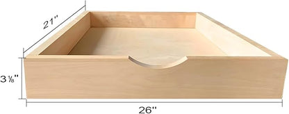 Pull Out Drawer for Cabinets, 30" Wide Cabinet Slide Out Shelve, Pull Out Pantry Shelves, Kitchen Cabinet Drawer Box, Unassemble, Solid Wood Dovetail Joint (Wood Color, 26"W x 3 1/8"H x 21"D)