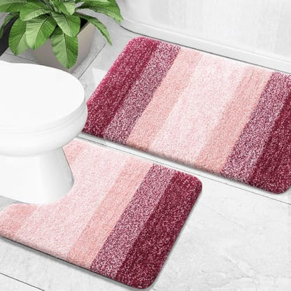 OLANLY Micorfiber Bathroom Rug Set 2 Piece, 30"x20"+U-Shaped 24"x20"