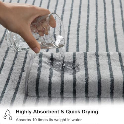 2 Piece Gray Cabana Stripe Hand Towels for Bathroom 16"x31" Ultra Soft Breathable Hand Face Towels Highly Absorbent 600GSM Towels Quick Dry Beach Chair Towel for Spa Gym Hotel Travel Camp
