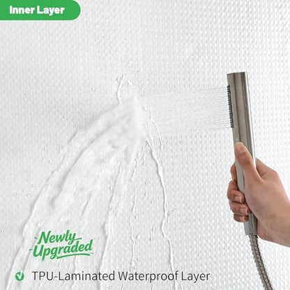 eachope No Hook Waffle Shower Curtain, No Liner Needed, 36x74 Inch, White