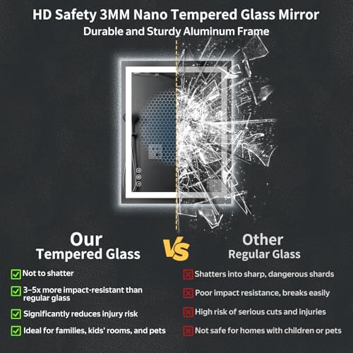 28"x20" LED Bathroom Mirror with Lights, Backlit+Frontlit, Anti-Fog
