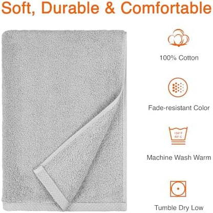 Amazon Basics 2 Piece Quick-Dry Oversize Bath Towel, 100% Cotton, 54" x 30", Platinum