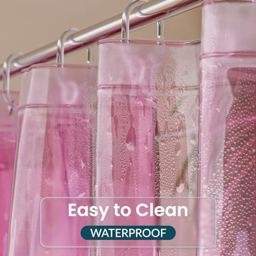 Titanker Shower Curtain Liner, Plastic Shower Liner PEVA 72 x 72 Lightweight Waterproof Shower Curtains for Bathroom with Magnets and Grommets, Clear Pink