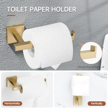 TQKAG 5 Piece Brushed Gold Bathroom Accessories 23.6" Bathroom Hardware Set