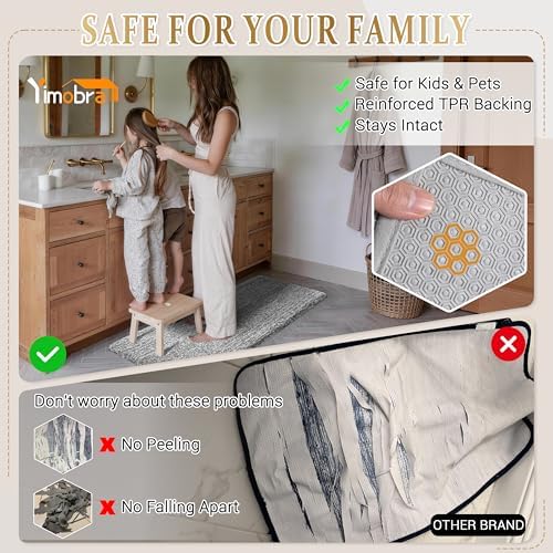Bathroom Runner Rug Non Slip Washable 70x24,Extra Long Bath Mat,Gray&White