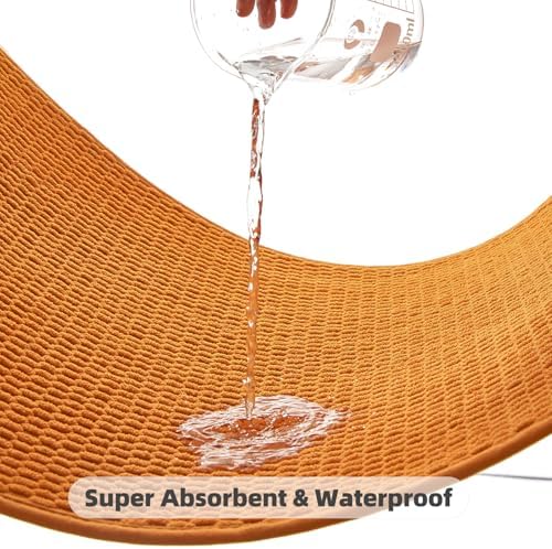 TYUU Large Bathroom Rugs Non Slip Washable Bath Rugs Super Absorbent Bathroom Rug Thin Quick Dry Low Pile Bath Mats, Orange 36"x60"