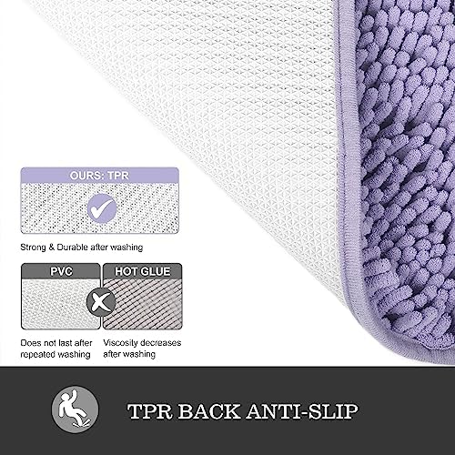 Yeaban Chenille Lavender Bathroom Runner Rug 17"x47"