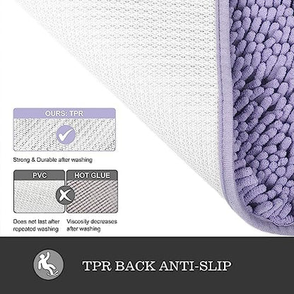 Yeaban Chenille Lavender Bathroom Runner Rug 17"x47"