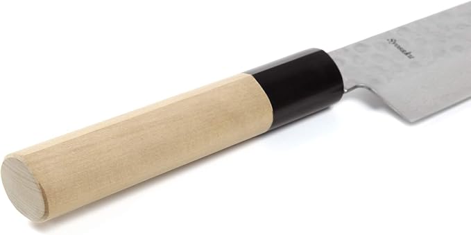 Japanese Chef Knife Hammered Damascus VG-10 46 Layer D-Shape Magnolia Wood Handle, Gyuto 9.5-inch (240mm)