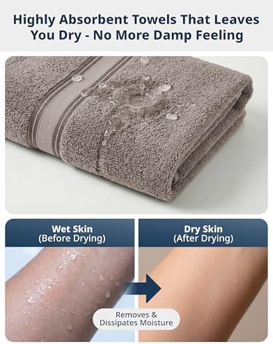 LANE LINEN Towel Set Soft Absorbent Quick Dry 100% Cotton - Platinum