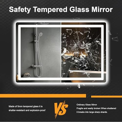 LED Bathroom Mirror with Lights, 30 x 45 Lighted Vanity Wall Mirror