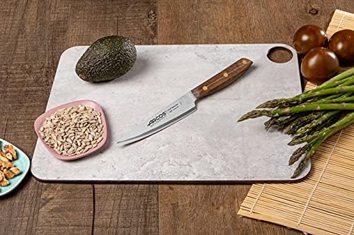 Arcos Chef Knife 5 Inch Stainless Steel. Professional Kitchen Knife for Cooking. Ovengkol Wood Handle 100% natural FSC and 140 mm Blade. Series Nordika. Color Brown.