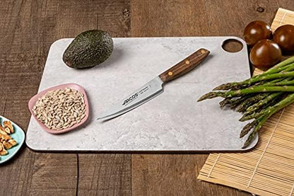 Arcos Chef Knife 5 Inch Stainless Steel. Professional Kitchen Knife for Cooking. Ovengkol Wood Handle 100% natural FSC and 140 mm Blade. Series Nordika. Color Brown.