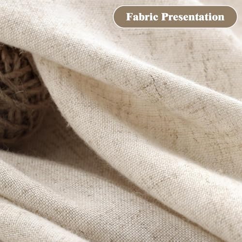 Farmhouse Shower Curtain Linen Button Beige Stripe 72" W x 90" L