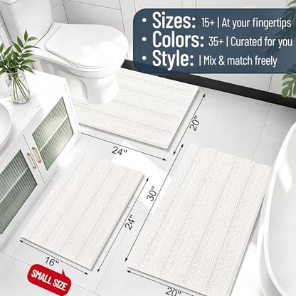 Smiry Thick Chenille Large Bathroom Runner Rugs 50x30, Soft Bath Mat, Ivory