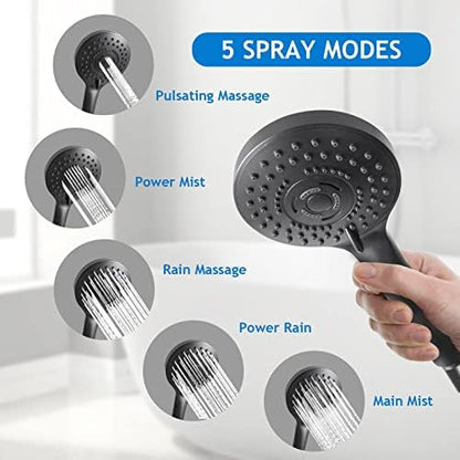 12” Black High/Low Pressure Water Rain Shower Head with 11” Extension Arm