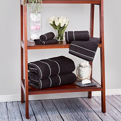 Lavish Home Bathroom Towels Set, Bathroom Accessories, Black, Set of 6