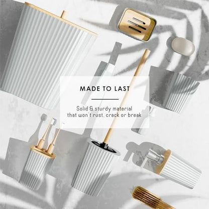 Clara Clark White Bathroom Set, Bathroom Sets with Shower Curtain and Rugs