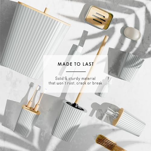 Clara Clark White Bathroom Set, Shower Curtain Set, Bathroom Accessory Set