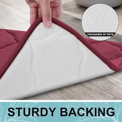 OLANLY Memory Foam Bath Mat Rug 30x20, Ultra Soft Bathroom Rugs, Burgundy