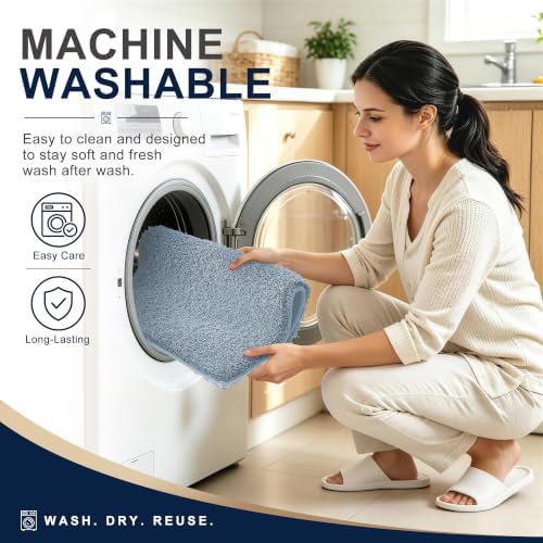 OLANLY Microfiber Bathroom Rugs 36x24, Ultra Soft Bath Mat, Airy Blue