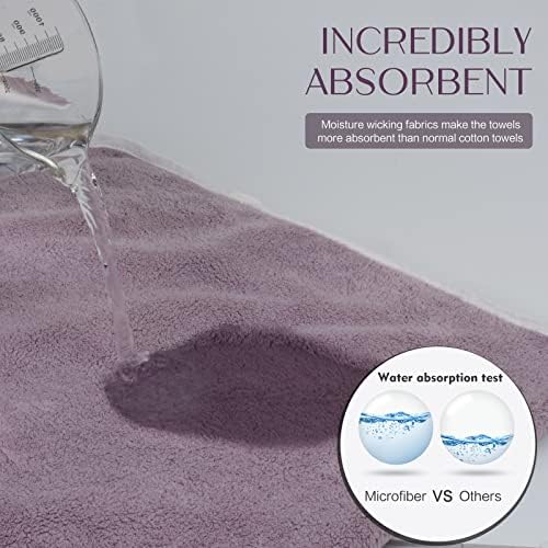 KinHwa Microfiber Hand Towels Ultra Soft Hand Towels for Bathroom Super Absorbent Bath Towels Ideal for Hair Spa Sports and Travel 30inch x 16inch 4 Pack Purple
