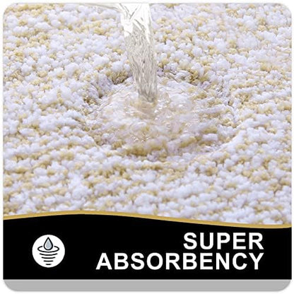 OLANLY Small Bathroom Rugs 24x16, Absorbent Microfiber Bath Rugs, Beige