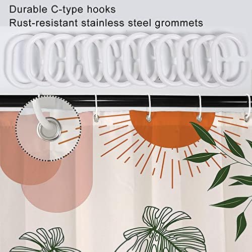 Boho Orange Shower Curtain with Hooks for Bathroom 54x72 Inch