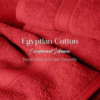 Superior Egyptian Cotton Plush & Absorbent, Bath Towel Set of 4, Red