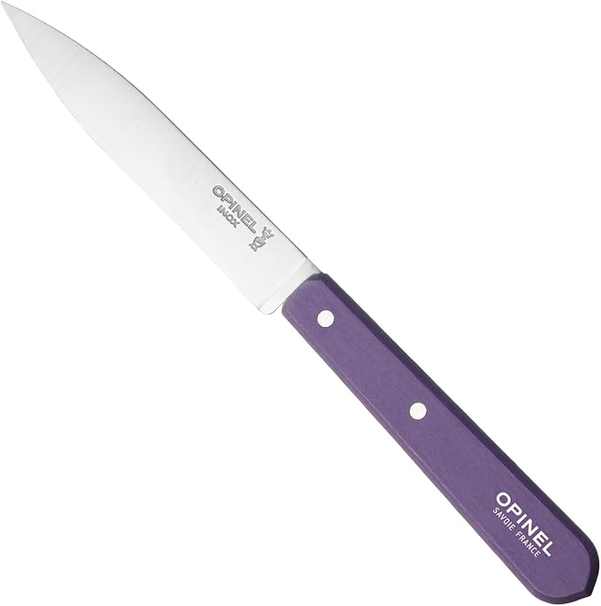 OPINEL Les Essentials - Small Kitchen 4 Piece Knife Set - Paring, Serrated, Peeler, Vegetable Knife, Corrosion Resistant High Carbon Steel, Made in France (Art Deco)