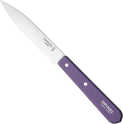 OPINEL Les Essentials - Small Kitchen 4 Piece Knife Set - Paring, Serrated, Peeler, Vegetable Knife, Corrosion Resistant High Carbon Steel, Made in France (Art Deco)