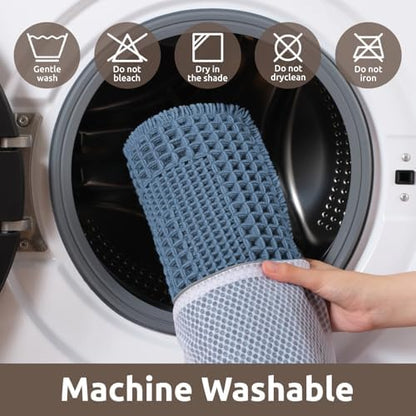 AMOAMI Waffle Bath Mat, Absorbent Bathroom Rugs Non Slip 17''x24'' Blue