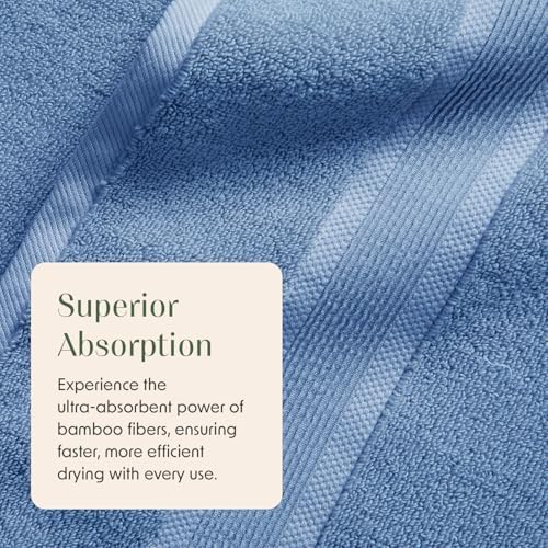 Springtree Home Luxury Bamboo Rayon Bath Towel Set | 6-Piece Set | Blue
