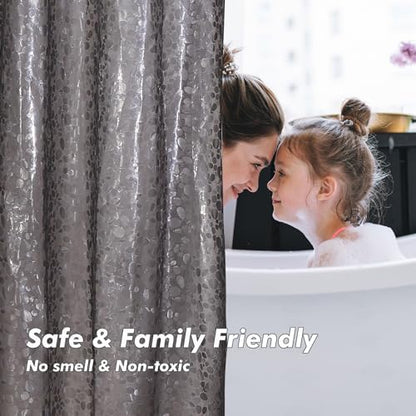 Bostofy Waterproof Shower Curtain Liner EVA 8G - Rust-Proof Hooks, Heavy-Duty Magnets - Enhance Your Bathroom with Durability and Elegance, 72L x 78H Inches