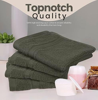 Towel and Linen Mart 100% Cotton - Wash Cloth Set - Pack of 4, Quick Dry, Luxurious, Highly Absorbent and Soft Feel Premium Spa & Hotel Perfect for Daily Use (12 X 12 Grey)