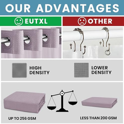EUTXL Heavyweight Waffle No Hook Shower Curtain with Liner, Lavender, 71x74