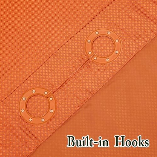 Gibelle No Hook Cloth Burnt Orange Shower Curtain with Liner, 72x74