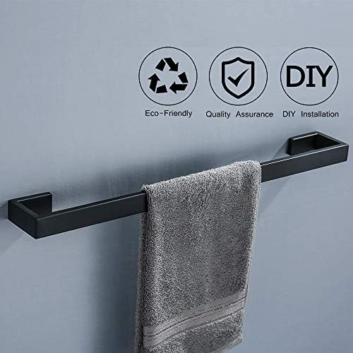 4 Pieces Bathroom Hardware Accessories Set Black Towel Bar Towel Holder Robe Hook Toilet Paper Holder Stainless Steel,Q8-P4BK