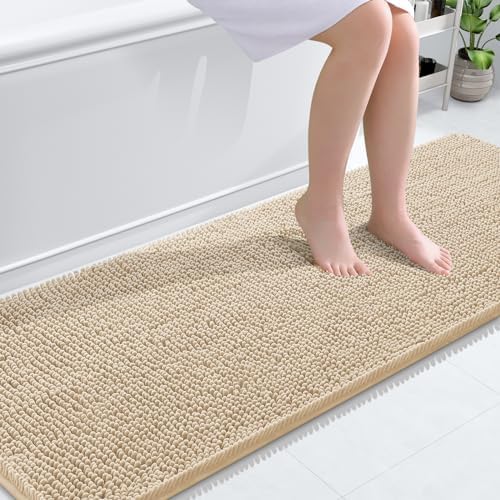OLANLY Bathroom Runner Rugs 70x24, Extra Soft Absorbent Chenille Bath Rugs