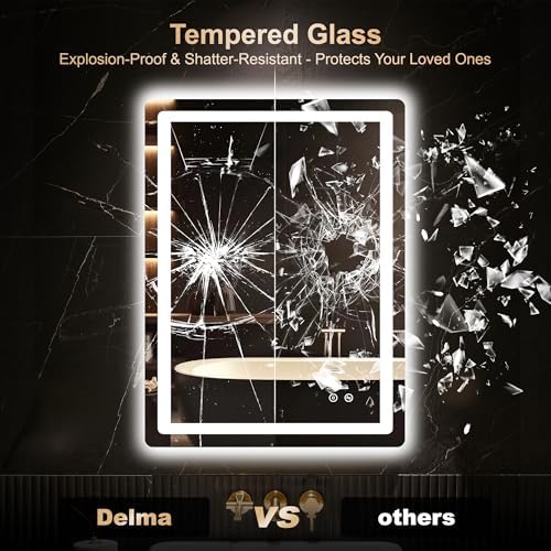 Delma 32x24 LED Bathroom Vanity Mirror with Lights, Anti-Fog, Dimmable