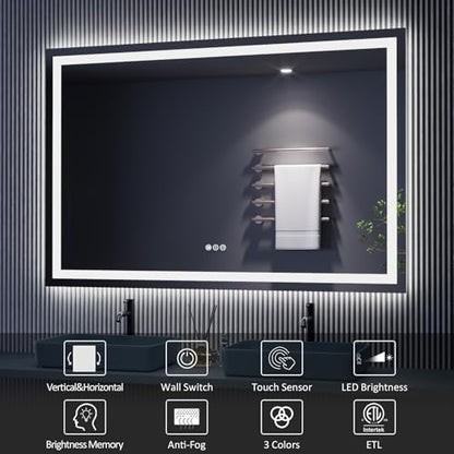 Amorho LED Bathroom Mirror, 68"X38" with Front Light and Backlit