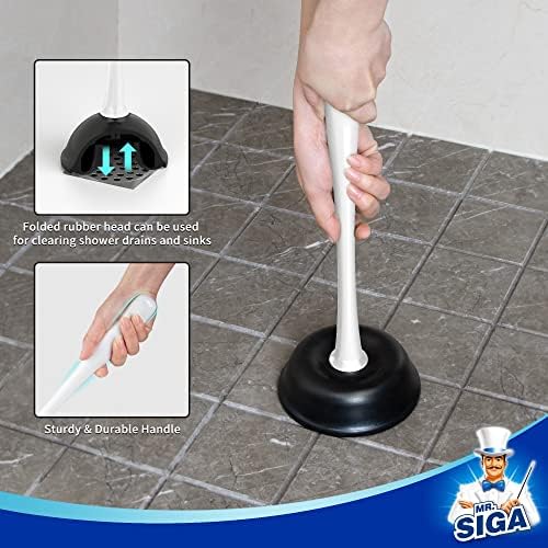MR.SIGA Toilet Plunger and Bowl Brush Combo for Bathroom Cleaning, White