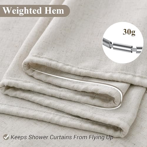 Naturoom Linen Shower Curtain 96 Inch Long for Bathroom Oatmeal 1 Panel