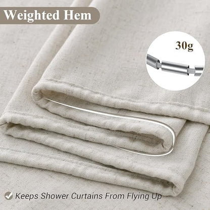 Naturoom Linen Shower Curtain 96 Inch Long for Bathroom Oatmeal 1 Panel