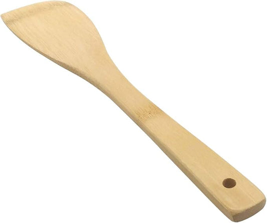 11.8-Inch Natural Wood Turners Bamboo Utensil Kitchen Wooden Cooking Tools Spoon Spatula Cooking, Stir Fry and Mixing, essential Tools (Oblique line)