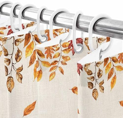 Shower Curtain Bathroom Set Thanksgiving Pumpkin Fall Orange Maple Leaf Watercolor Waterproof Shower Curtains with Grommets Hooks Vintage Linen Privacy Bath Curtain for Bathtub Decor 36x72in