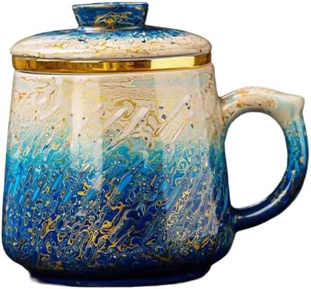 Lacquer Moment Handcrafted One-of-a-Kind Lacquer Cup 360ml (12.2oz) with Removable Infuser Artisan Chinese Lacquerware Luxury Gift for Her Him Mother’s Day Birthday Anniversary (Azure Tide)