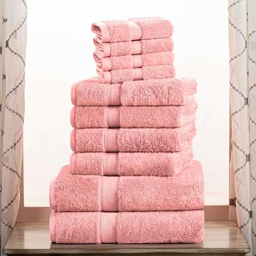 Superior Egyptian Cotton Ultra Plush & Absorbent, 10 Piece Set, Tea Rose