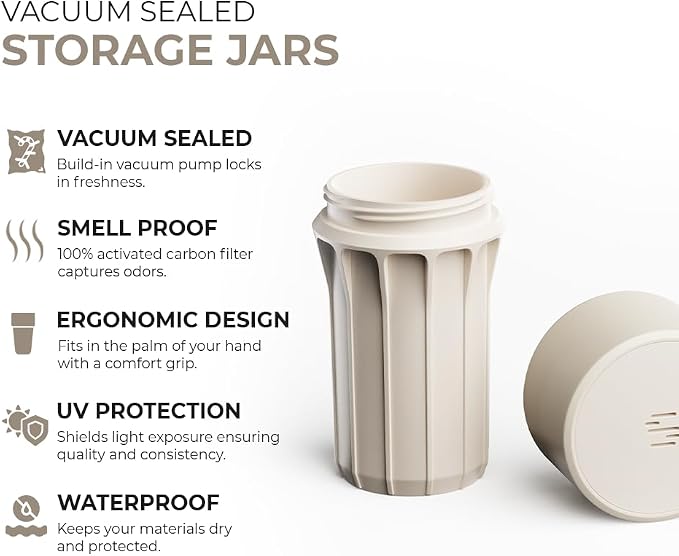 Staze Air Tight Smell Proof Container (148ml) - Vacuum Seal Jar, Waterproof Food Storage Canister, Portable Small Smell Proof Jar for Coffee, Herb, Spice & Gummies (Dune)