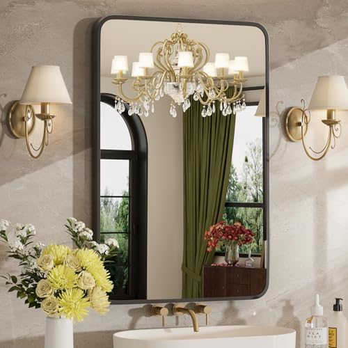 30"x36" Bathroom Mirrors for Over Sink, Matte Black Rectangle Vanity Mirror